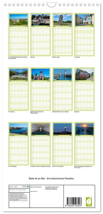 Produktbild: Familienplaner 2026 - Belle Ile en Mer - Ein bretonisches Paradies mit 5 Spalten (Wandkalender, 21 x 45 cm) CALVENDO