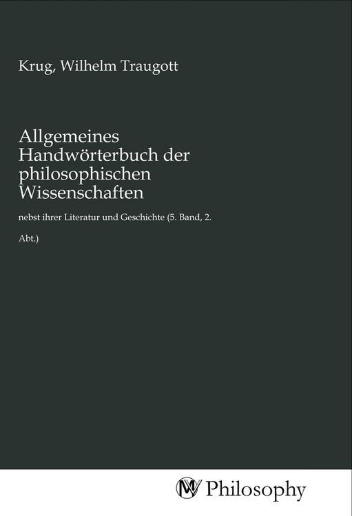Produktbild: Allgemeines Handw&ouml;rterbuch der philosophischen Wissenschaften