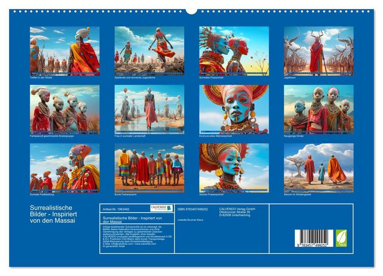 Produktbild: Surrealistische Bilder - Inspiriert von den Massai (hochwertiger Premium Wandkalender 2026 DIN A2 quer), Kunstdruck in Hochglanz