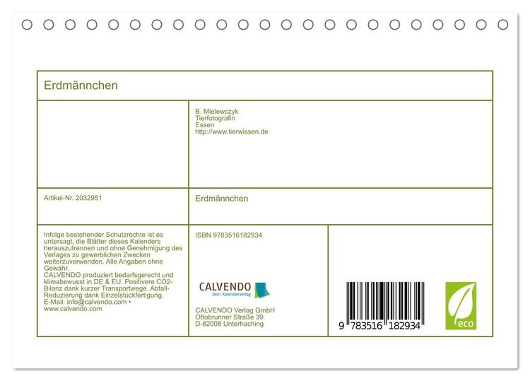 Produktbild: Erdm&auml;nnchen (Tischkalender 2026 DIN A5 quer), CALVENDO Monatskalender