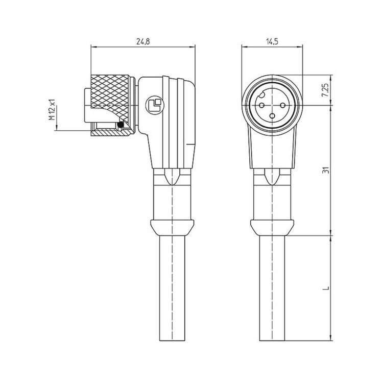 Produktbild: Lutronic 1121 Sensor-/Aktor-Steckverbinder, konfektioniert M12 Kupplung, gewinkelt 5.00 m Polzahl Sensoren: 12 1 St.