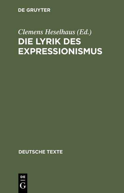 Produktbild: Die Lyrik des Expressionismus