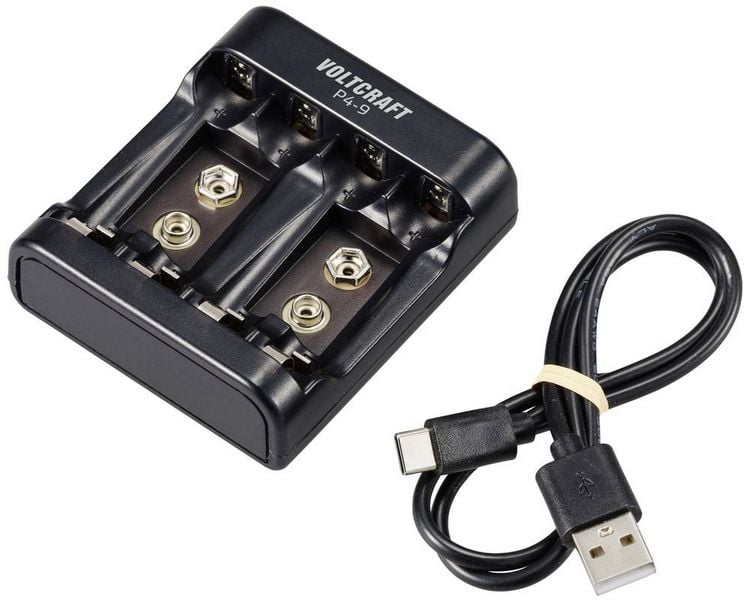 Produktbild: VOLTCRAFT P4-9 Rundzellen-Ladeger&auml;t NiMH Micro (AAA), Mignon (AA), 9V Block
