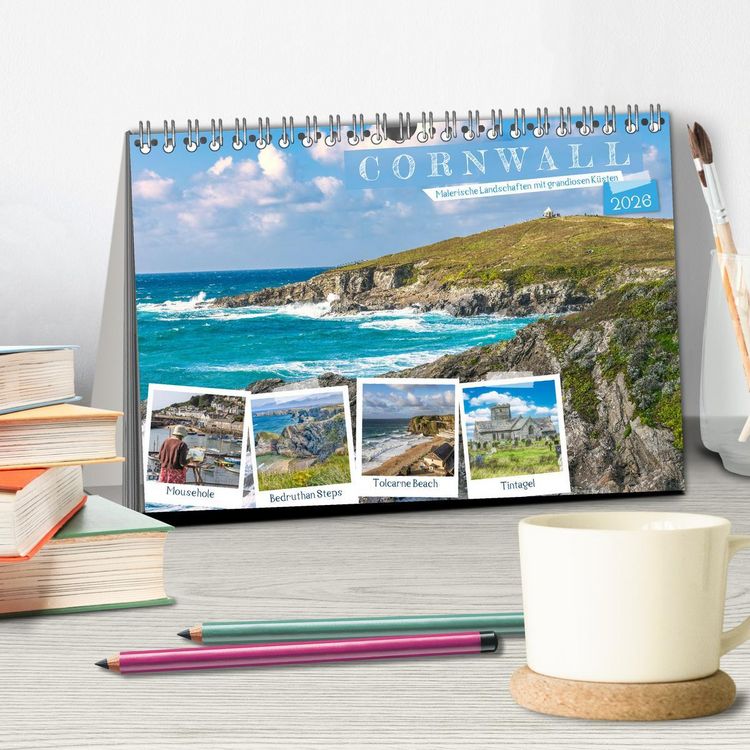 Produktbild: Cornwall - Malerische Landschaften mit grandiosen K&uuml;sten (Tischkalender 2026 DIN A5 quer), CALVENDO Monatskalender