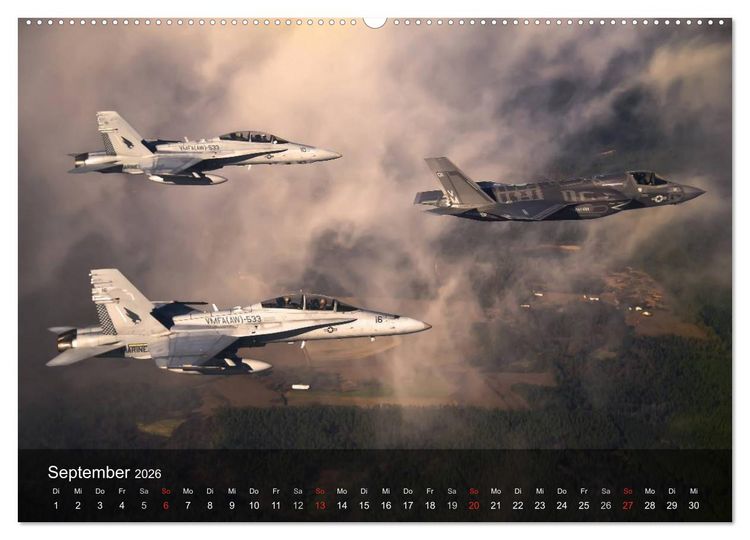 Produktbild: Luftwaffe. Kampfflugzeuge der USA (hochwertiger Premium Wandkalender 2026 DIN A2 quer), Kunstdruck in Hochglanz