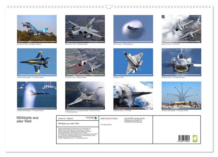 Produktbild: Milit&auml;rjets aus aller Welt (Wandkalender 2026 DIN A2 quer), CALVENDO Monatskalender
