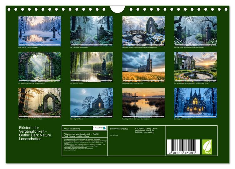 Produktbild: Fl&uuml;stern der Verg&auml;nglichkeit - Gothic Dark Nature Landschaften (Wandkalender 2026 DIN A4 quer), CALVENDO Monatskalender