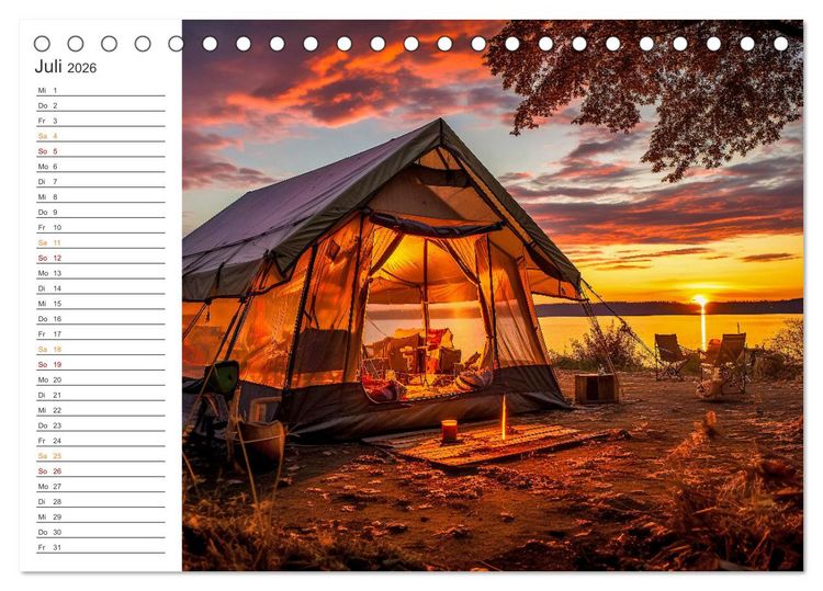 Produktbild: Camping mit dem Zelt (Tischkalender 2026 DIN A5 quer), CALVENDO Monatskalender