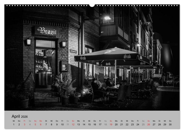 Produktbild: Hansestadt Stralsund bei Nacht (mit GPS-Koordinaten) (hochwertiger Premium Wandkalender 2026 DIN A2 quer), Kunstdruck in Hochglanz