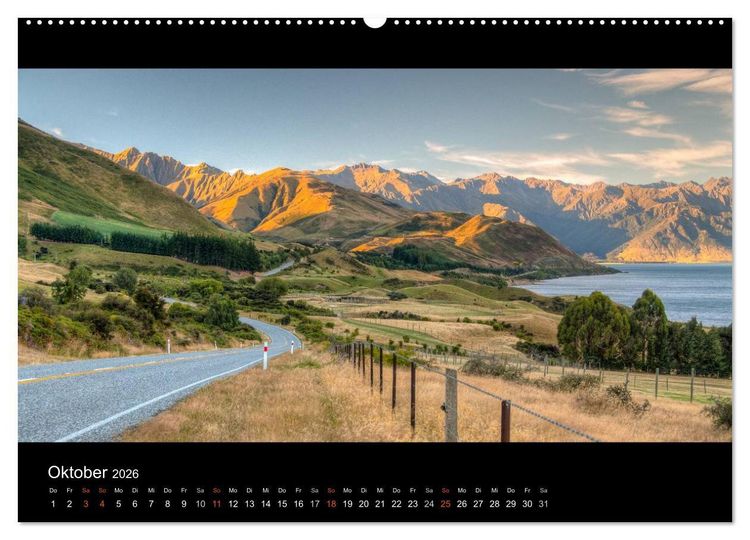 Produktbild: Neuseelands Landschaften (hochwertiger Premium Wandkalender 2026 DIN A2 quer), Kunstdruck in Hochglanz