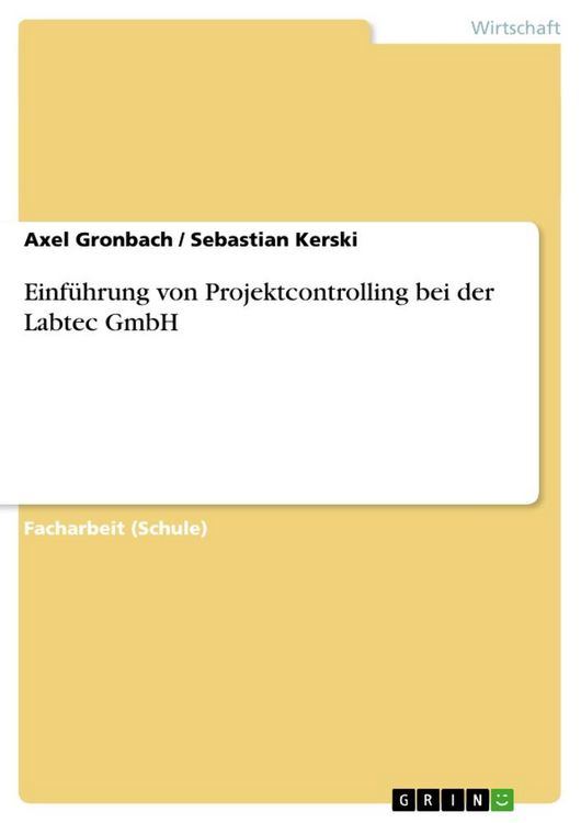 Produktbild: Einf&uuml;hrung von Projektcontrolling bei der Labtec GmbH
