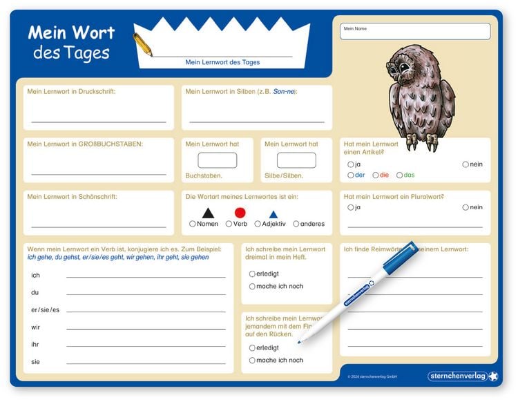 Produktbild: Mein Wort des Tages - Lerntafel mit Stift