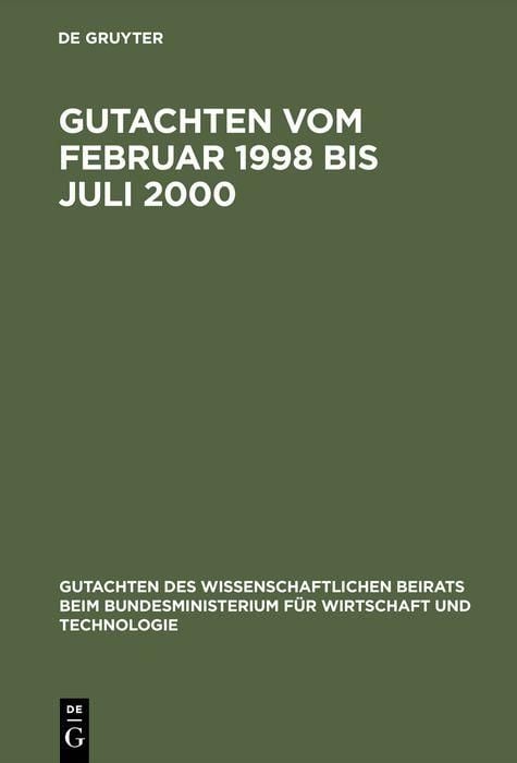 Produktbild: Gutachten vom Februar 1998 bis Juli 2000