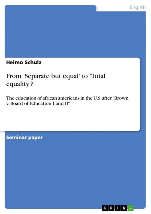 Produktbild: From 'Separate but equal' to 'Total equality'?