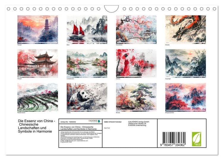 Produktbild: Die Essenz von China - Chinesische Landschaften und Symbole in Harmonie (Wandkalender 2026 DIN A4 quer), CALVENDO Monatskalender