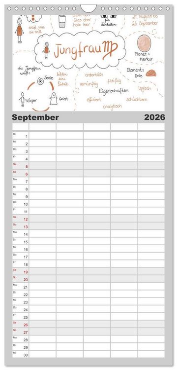 Produktbild: Familienplaner 2026 - Sternzeichen-Kalender mit 5 Spalten (Wandkalender, 21 x 45 cm) CALVENDO