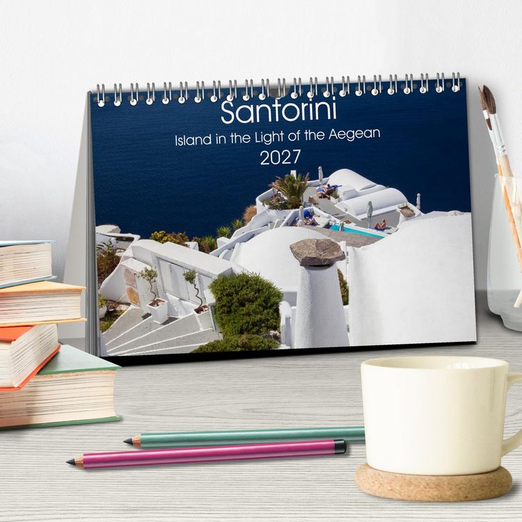Produktbild: Santorini Island in the Light of the Aegean (Desk Calendar 2027 DIN A5 landscape), CALVENDO 12 Month DeskCalendar