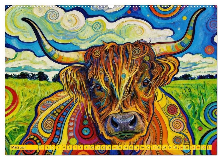 Produktbild: Farbenfrohes Landleben (hochwertiger Premium Wandkalender 2027 DIN A2 quer), Kunstdruck in Hochglanz