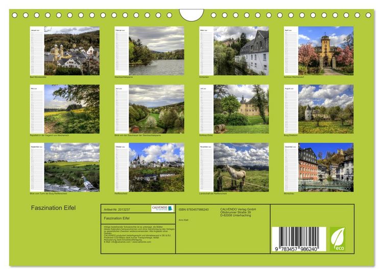Produktbild: Faszination Eifel (Wandkalender 2026 DIN A4 quer), CALVENDO Monatskalender