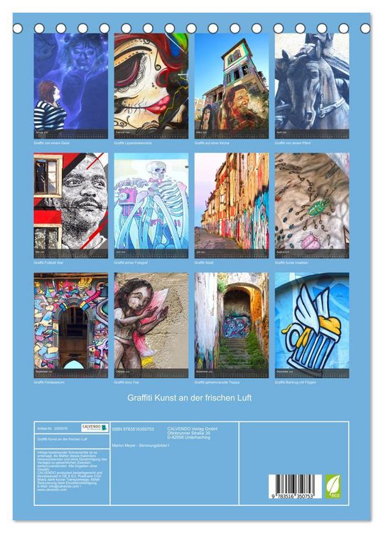 Produktbild: Graffiti Kunst an der frischen Luft (Tischkalender 2026 DIN A5 hoch), CALVENDO Monatskalender