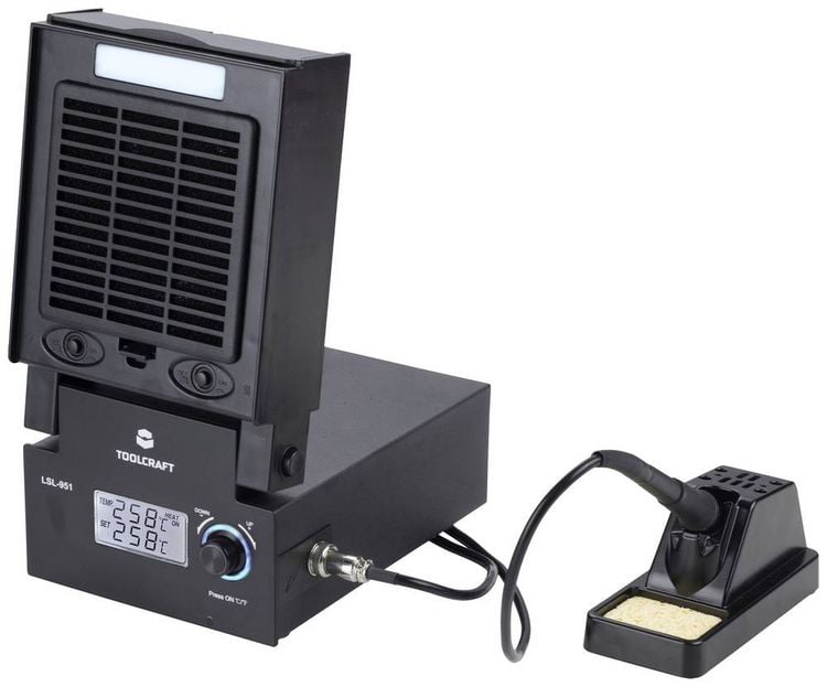Produktbild: TOOLCRAFT LSL-951 L&ouml;tstation mit LED-Beleuchtung und L&ouml;trauchabsaugung digital 80 W 160 - 480 &deg;C