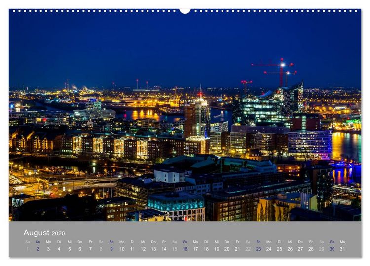 Produktbild: Hamburger Hafen - Im Zauber der Nacht (Wandkalender 2026 DIN A2 quer), CALVENDO Monatskalender