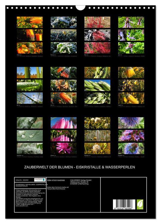 Produktbild: ZAUBERWELT DER BLUMEN - EISKRISTALLE & WASSERPERLEN (Wandkalender 2026 DIN A3 hoch), CALVENDO Monatskalender