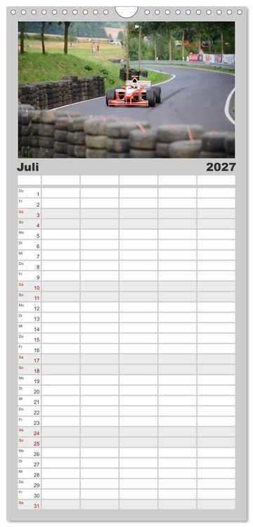 Produktbild: Familienplaner 2027 - Formelrennwagen am Berg mit 5 Spalten (Wandkalender, 21 x 45 cm) CALVENDO