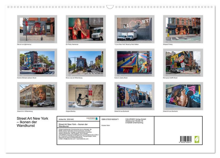 Produktbild: Street Art New York &ndash; Ikonen der Wandkunst (Wandkalender 2026 DIN A2 quer), CALVENDO Monatskalender