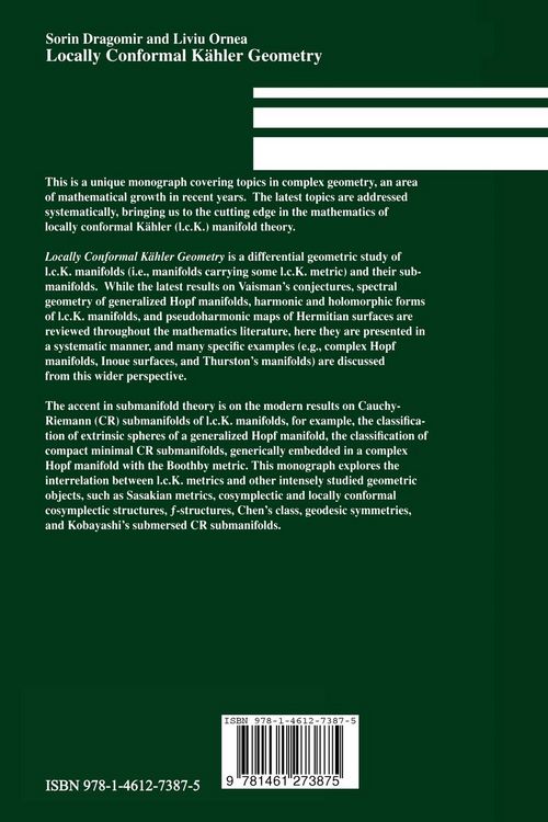 Produktbild: Locally Conformal K&auml;hler Geometry