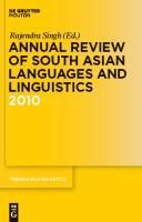 Produktbild: Annual Review of South Asian Languages and Linguistics