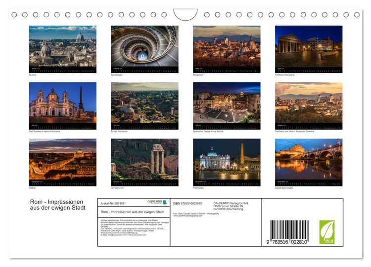 Produktbild: Rom - Impressionen aus der ewigen Stadt (Wandkalender 2026 DIN A4 quer), CALVENDO Monatskalender