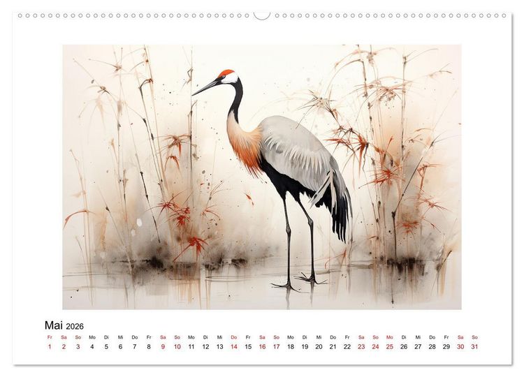 Produktbild: Heiwa - Friedliche Aquarelle im japanischen Stil (Wandkalender 2026 DIN A2 quer), CALVENDO Monatskalender