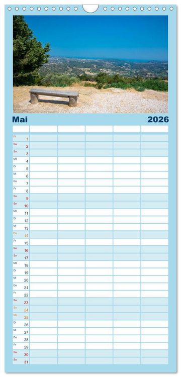 Produktbild: Familienplaner 2026 - Rhodos - Traumhafter S&uuml;den mit 5 Spalten (Wandkalender, 21 x 45 cm) CALVENDO