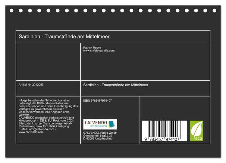 Produktbild: Sardinien - Traumstr&auml;nde am Mittelmeer (Tischkalender 2026 DIN A5 quer), CALVENDO Monatskalender