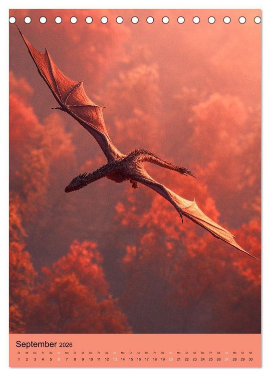 Produktbild: Drachen Kalender - ein Jahr mit mystischen Fabelwesen (Tischkalender 2026 DIN A5 hoch), CALVENDO Monatskalender