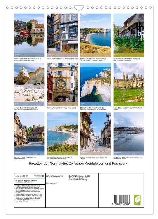 Produktbild: Facetten der Normandie. Zwischen Kreidefelsen und Fachwerk (Wandkalender 2027 DIN A3 hoch), CALVENDO Monatskalender