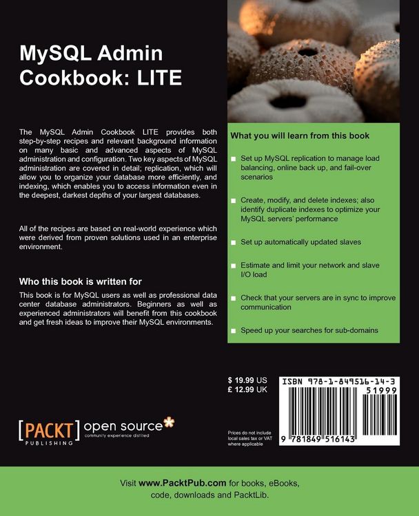 Produktbild: MySQL Admin Cookbook Lite