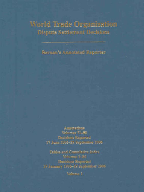 Produktbild: Bernan Press: World Trade Organization Dispute Settlement De