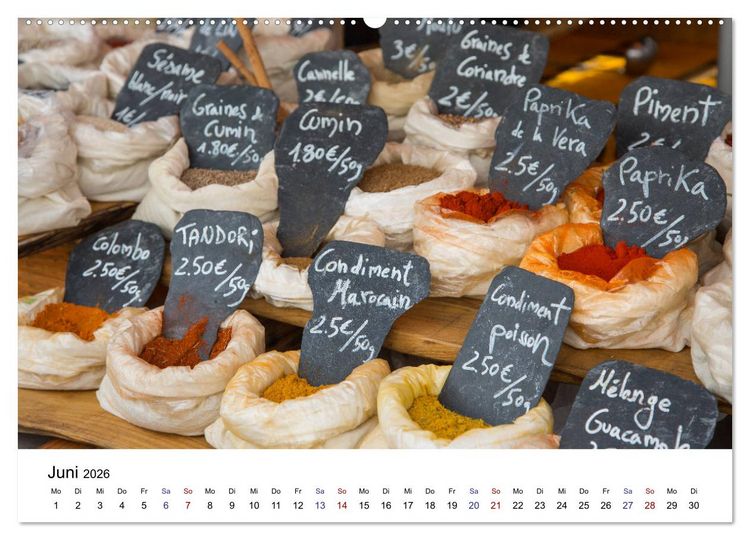 Produktbild: March&eacute; hebdomadaire - Ein Rundgang &uuml;ber einen franz&ouml;sischen Wochenmarkt (Wandkalender 2026 DIN A2 quer), CALVENDO Monatskalender
