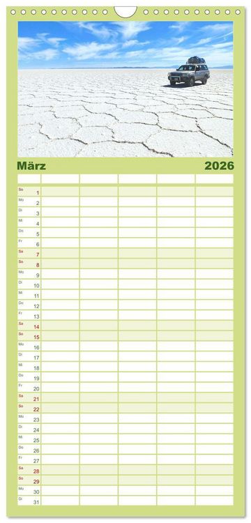 Produktbild: Familienplaner 2026 - S&uuml;damerika - Vom Reich der Inka bis nach Patagonien mit 5 Spalten (Wandkalender, 21 x 45 cm) CALVENDO