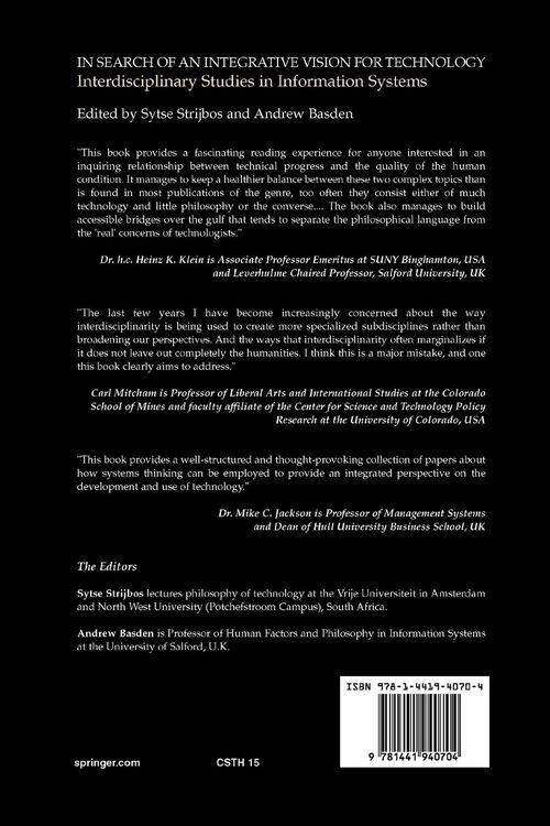 Produktbild: In Search of an Integrative Vision for Technology