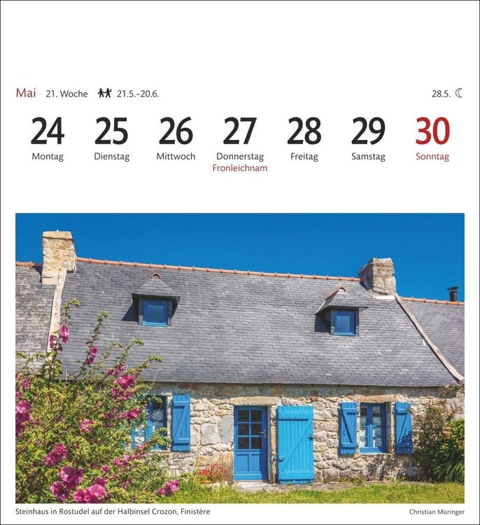 Produktbild: Bretagne & Normandie Sehnsuchtskalender 2027 - Wochenkalender mit 53 Postkarten