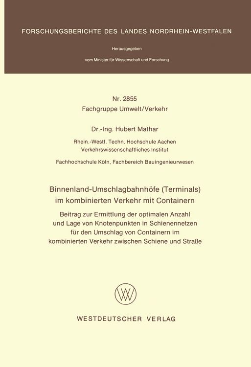 Produktbild: Binnenland-Umschlagbahnh&ouml;fe (Terminals) im kombinierten Verkehr mit Containern