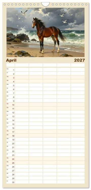 Produktbild: Familienplaner 2027 - Pferdegem&auml;lde, inspiriert von den Alten Meistern mit 5 Spalten (Wandkalender, 21 x 45 cm) CALVENDO