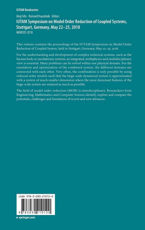 Produktbild: IUTAM Symposium on Model Order Reduction of Coupled Systems, Stuttgart, Germany, May 22&ndash;25, 2018