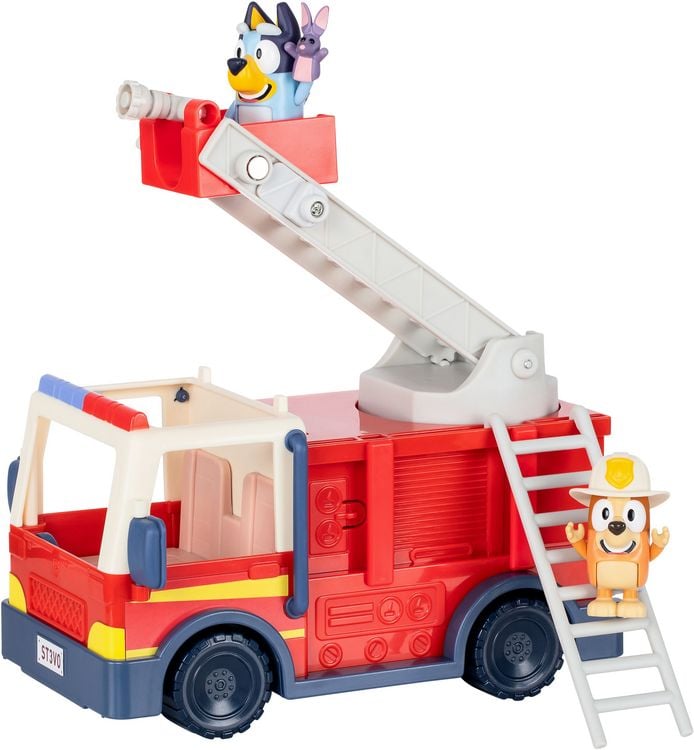 Produktbild: Moose Toys 300292 - BLUEY Feuerwehr mit Bingo & Bluey Figuren, ausrollbarer Schlauch & abnehmbare Leiter