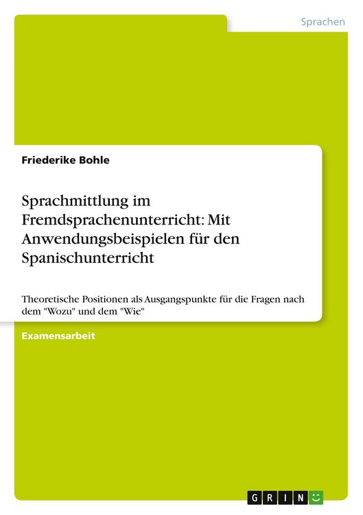 Produktbild: Sprachmittlung im Fremdsprachenunterricht: Mit Anwendungsbeispielen f&uuml;r den Spanischunterricht