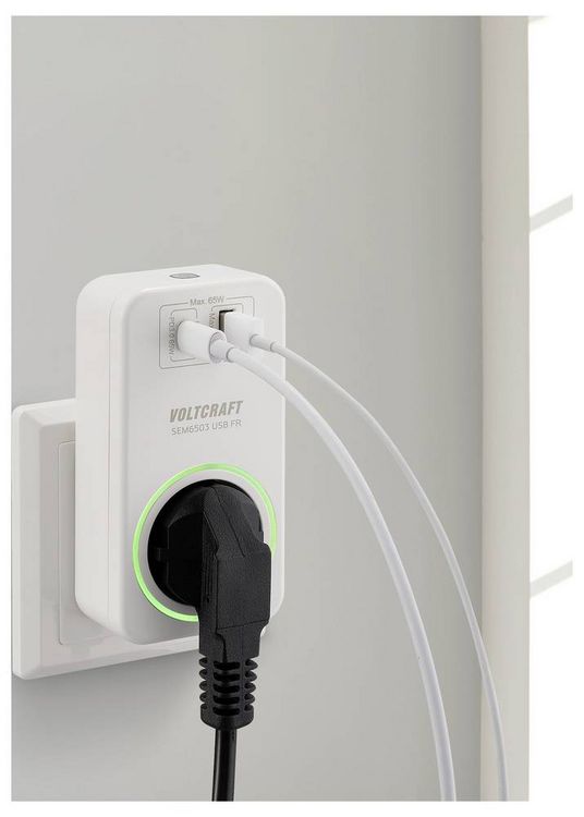 Produktbild: VOLTCRAFT SEM6503 FR Energiekosten-Messger&auml;t USB-Schnittstelle, inkl. Funksteckdose, Datenexport, Datenloggerfunktion
