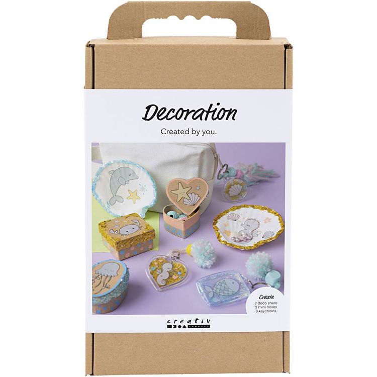 Produktbild: Creativ Company Kreativ Set Dekoration, Kartons, Muscheln, Kerzenhalter, Pastellfarben